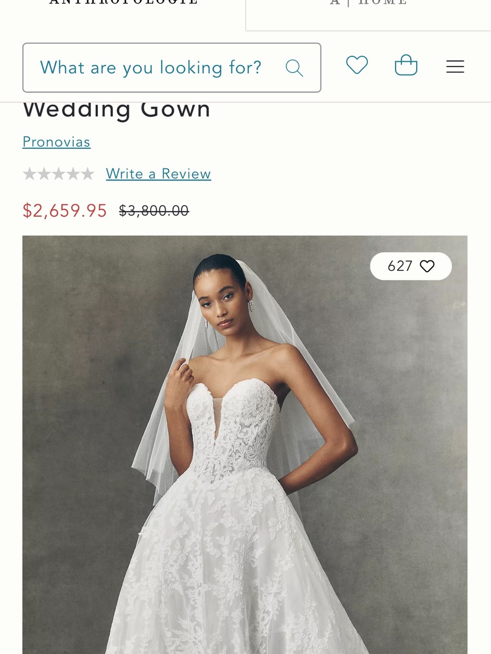 New never worn Pronovias White Strapless Lace Wedding Gown